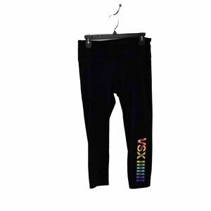 VSX  Graphic Rainbow Black Leggings Capri Gym Workout Performance Sz Medium